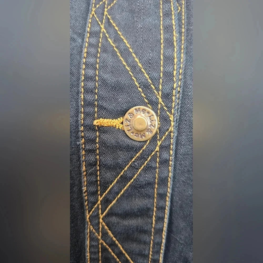 Liz & Me Women's Denim Jacket With Rhinestone Trim Black/Blue Size 2X 22/24W - Picture 4 of 16